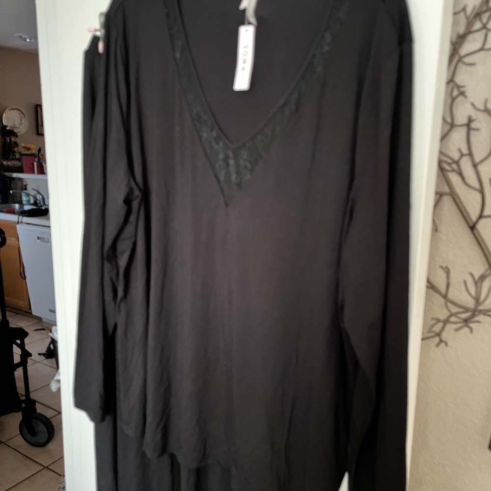 Soma Cool Nights Women’s Black Lace Trim Pajama Set Sz XXL